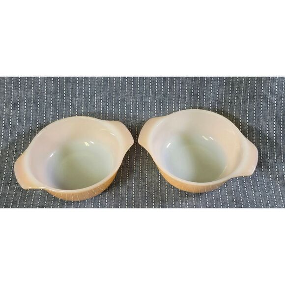 Two Fire-King Peach Luster casserole Model 472 - Picture 3 of 9